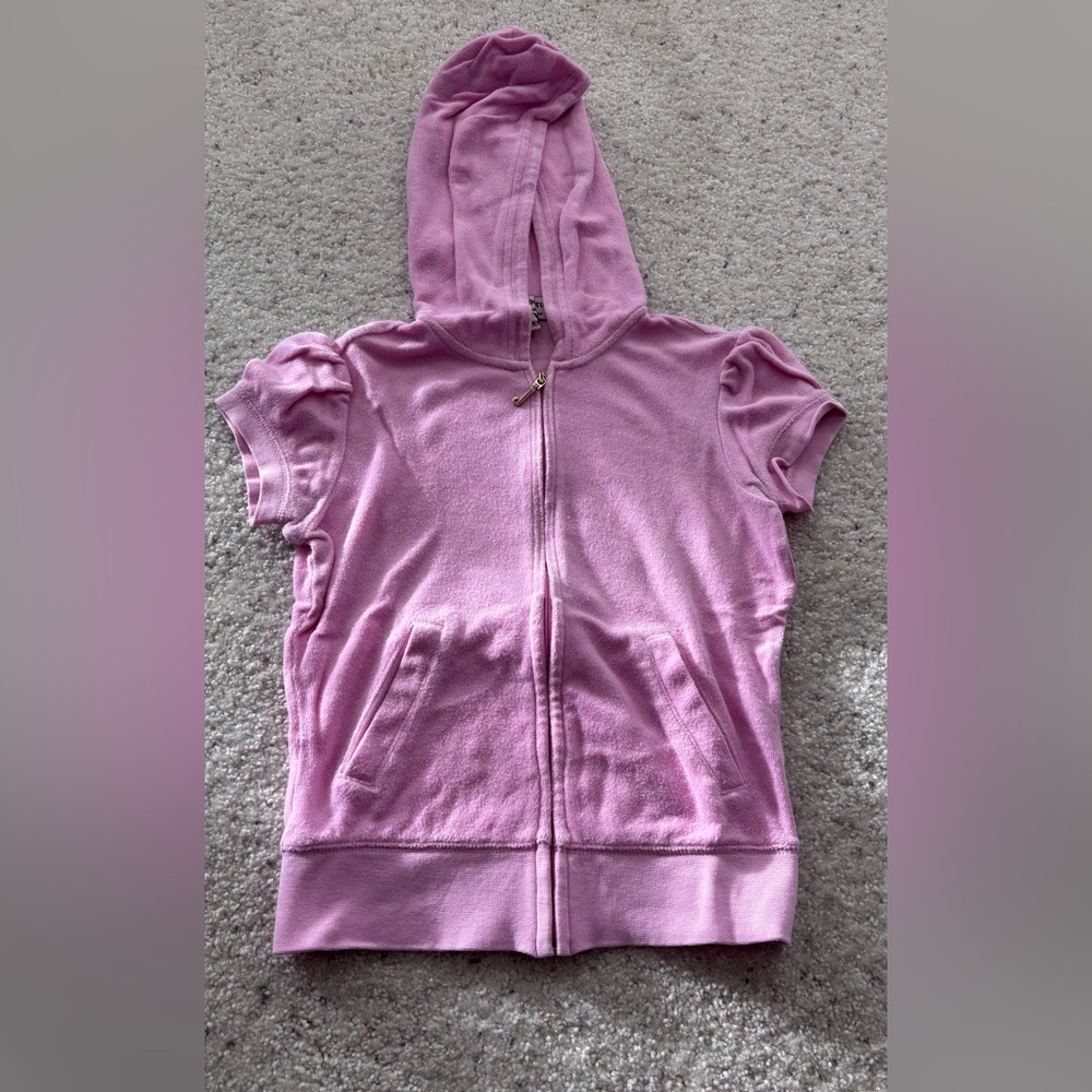 Vintage juicy couture light Pink Terry short sleeve Hoodie xs